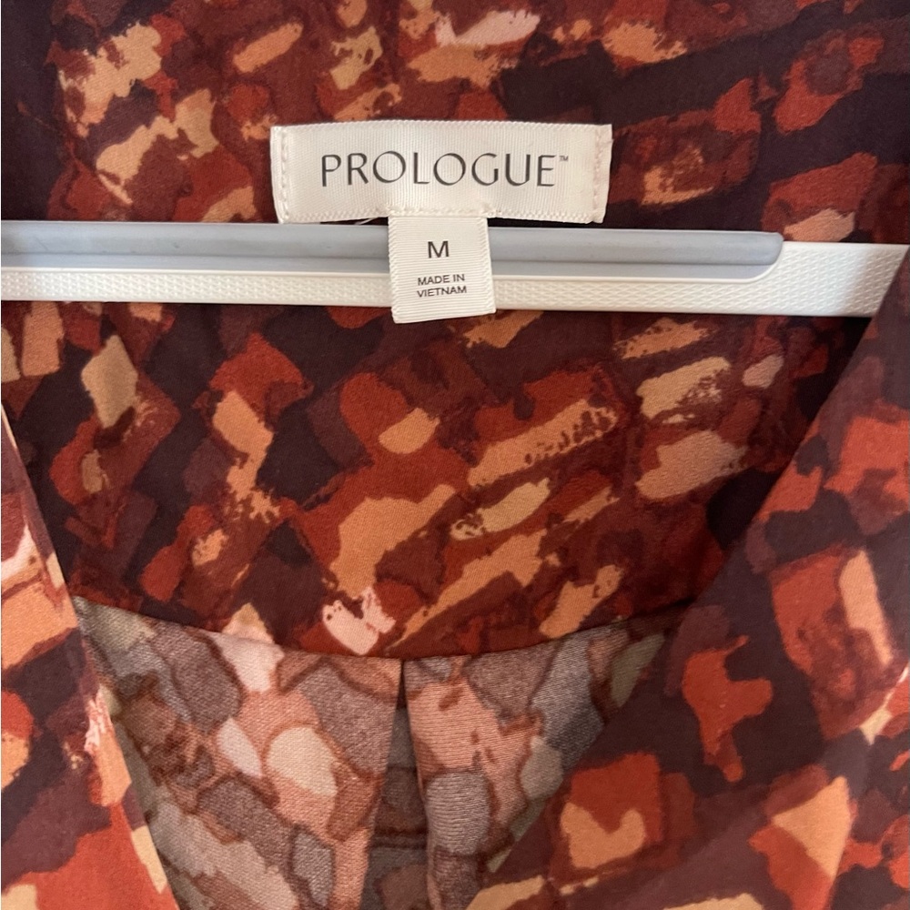 Prologue Copper Rust Mosaic Draped V-Neck Blouse - Picture 2 of 4